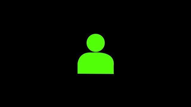 green Minimalist white user profile icon isolated on black background