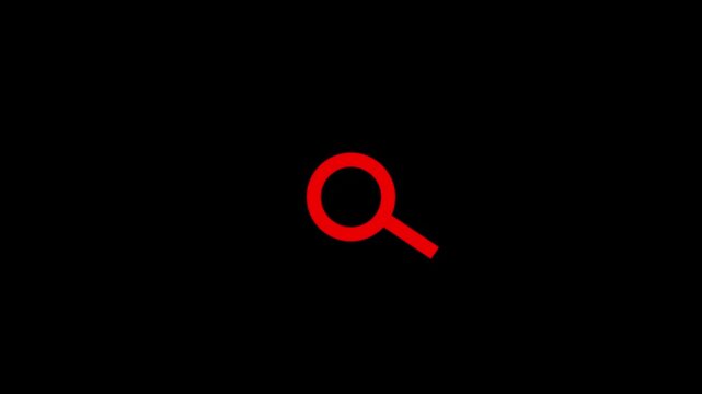 Red Magnifying Glass Search Icon Animation on Black Background Minimalist  Search Engine Button Line Art Motion Graphic Asset