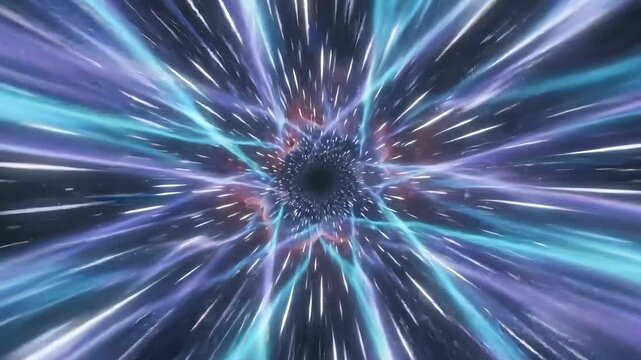 Hyperspace jump through a cosmic nebula at light speed