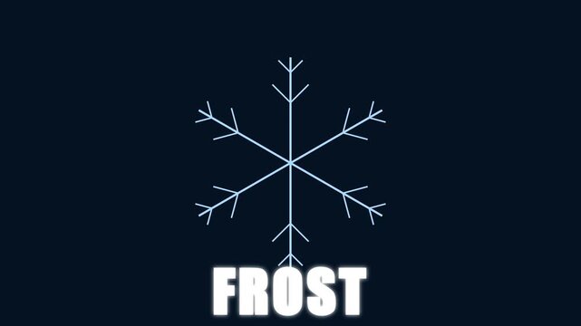 Minimalist frost snowflake animation on dark 4k background, for winter holiday, and seasonal branding christmas