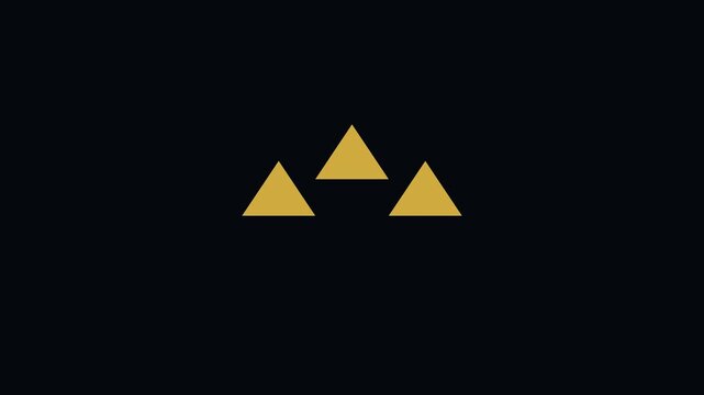 Minimalist gold triangle geometric motion animation 4k background, on dark black, background