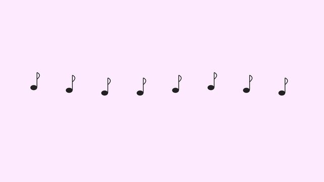 Minimalist musical notes pattern animation on soft pastel pink 4k background, for music concept melody