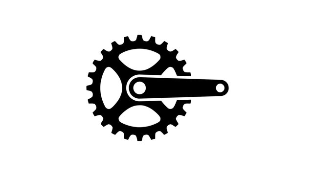 Vector illustration of bicycle crankset icon, vector illustration of bike chainring and crank arm on a transparent background