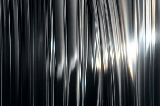 Metallic surface with vertical glass texture and silver gradient, ideal for luxury product mockups and futuristic tech displays.