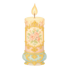 Obraz premium PNG Elegant floral decorative candle illustration.