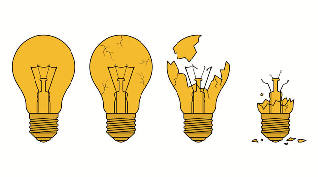 Progressive Stages of a Lightbulb's Destruction Illustrating Concept Decay