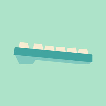 A simple flat illustration of a computer keyboard side view