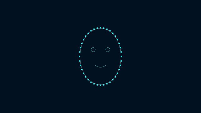 Minimalist digital face recognition interface with glowing biometric tracking points animation 4k technology