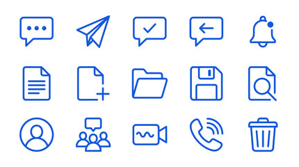 Fototapeta premium A collection of various digital communication and office icons on a clean interface