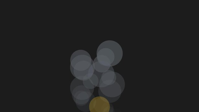 Minimalist motion of rising grey bubbles from a golden circle on dark animation 4k background abstract