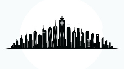 Fototapeta premium city skyline silhouette, black and white cityscape, urban skyline background 