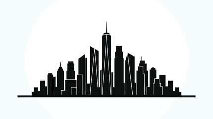 Obraz premium city skyline silhouette, black and white cityscape, urban skyline background 