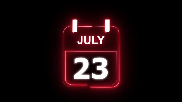 July calendar icon. 23 July calendar date animation. Countdown calendar concept. and stunning 4k animation.