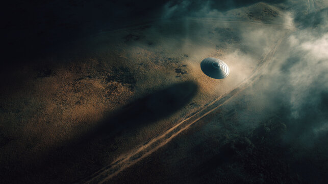 UFO flying over the countryside