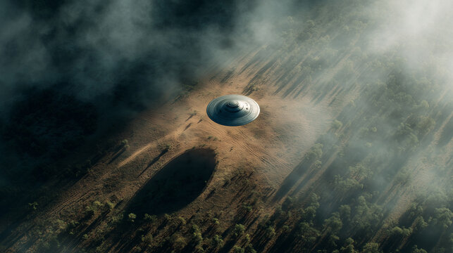 UFO flying over the countryside