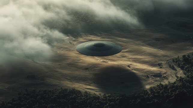 UFO flying over the countryside