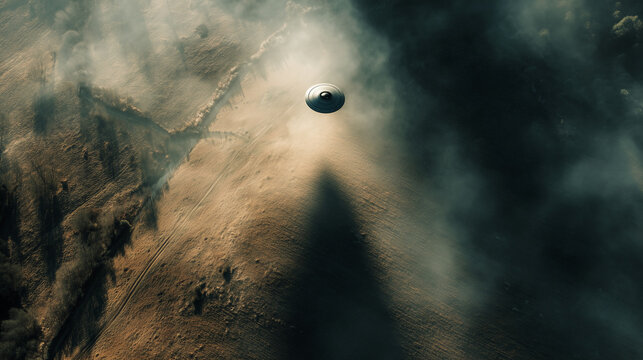 UFO flying over the countryside