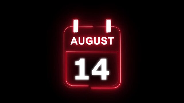 August calendar icon. 14 August calendar date animation. Countdown calendar concept. and stunning 4k animation.