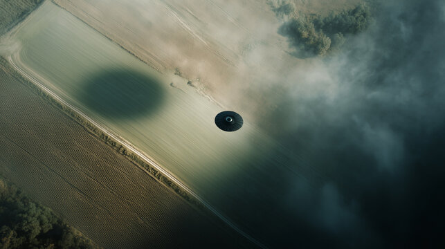 UFO flying over the countryside