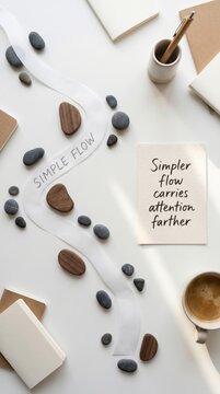 Zen Stone Path Layout with 'Simple Flow' Message for Low Attention Span Strategy