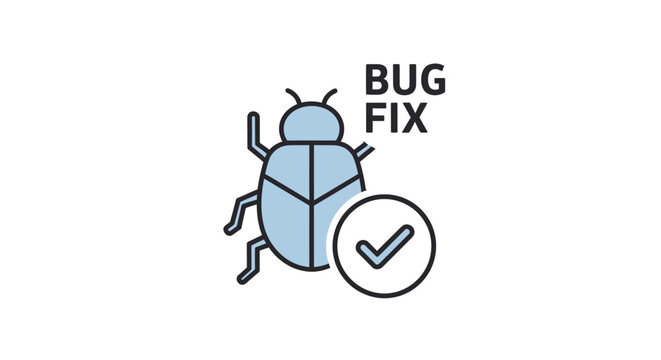 Bug fix icon with checkmark.