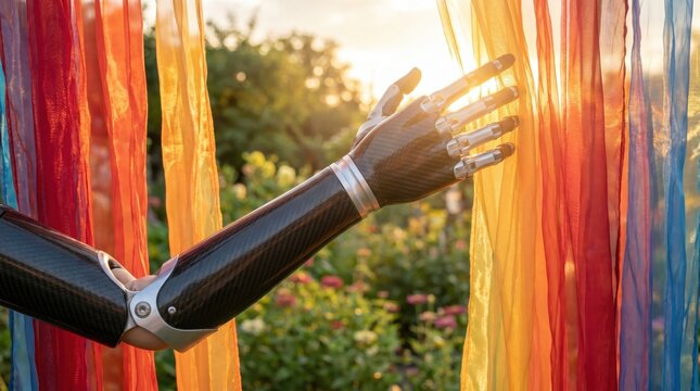 Prosthetic Arm Reaching Towards Sunlight, Celebrating Disability Pride Month
