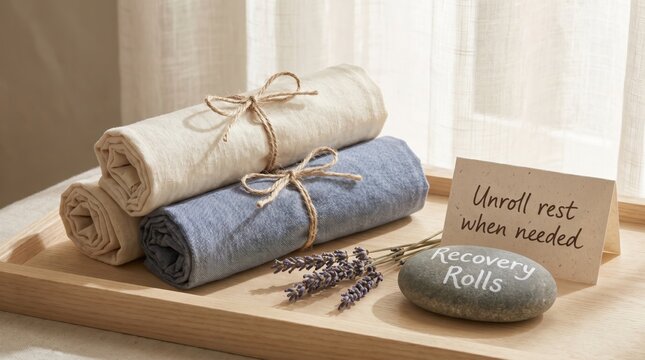 Rolled Towels and Lavender for International Self Care Day