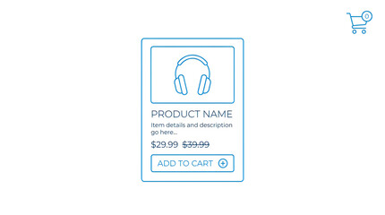 Fototapeta premium Blue wireless headphones icon for online shopping