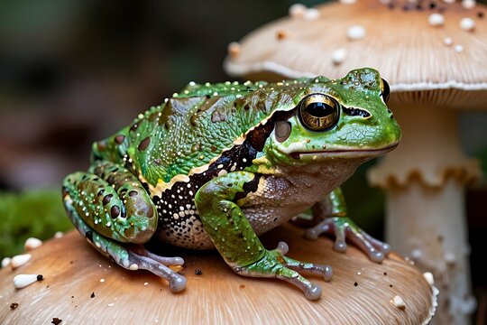 Tiny Frog Creature Under Leaf