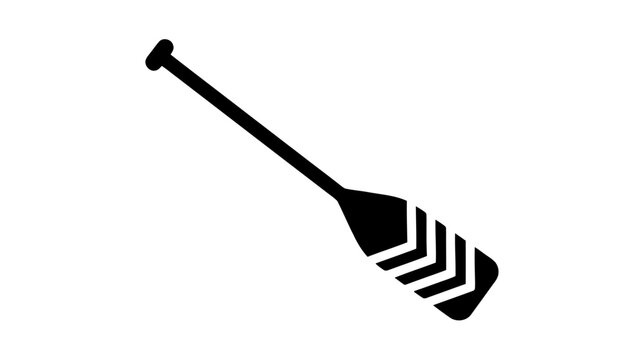 Vector illustration of black paddle icon for canoeing or kayaking, on a transparent background