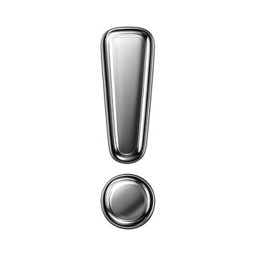 PNG Shiny metallic exclamation mark symbol.