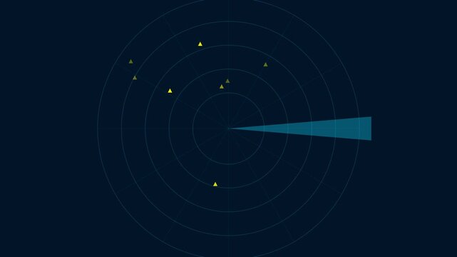 Digital radar screen interface with tracking points and scanning motion animation 4k
