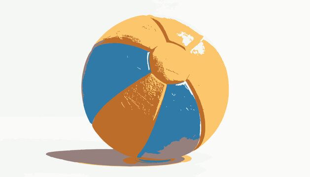 3D icon of a beach ball, colorful stripe pattern, clay material, soft matte finish
