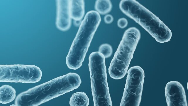 Enterobacteriaceae, gram-negative rod-shaped bacteria, part of intestinal microbiome and causative agents of different infections, 3D rendering. Escherichia coli, Klebsiella, Enterobacter and other	
