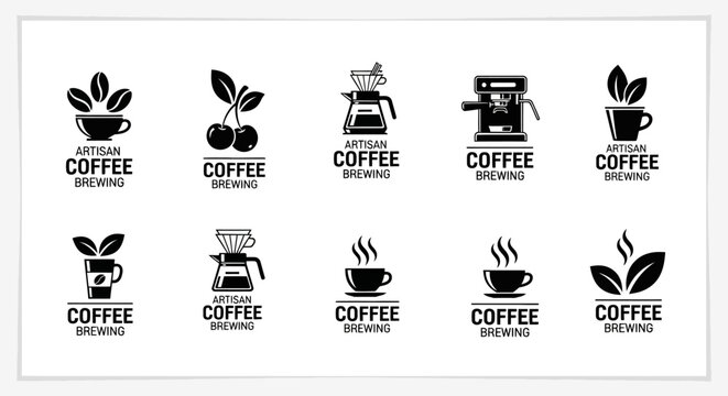 Black coffee icons on white background.