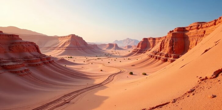 Wavy sandstone landscape with layered sedimentation, beige, sedimentary rock, warm
