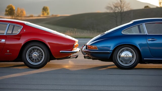 Classic Vintage Cars Minor Rear End Collision on Road Automotive Insurance and Traffic Accident Concept
