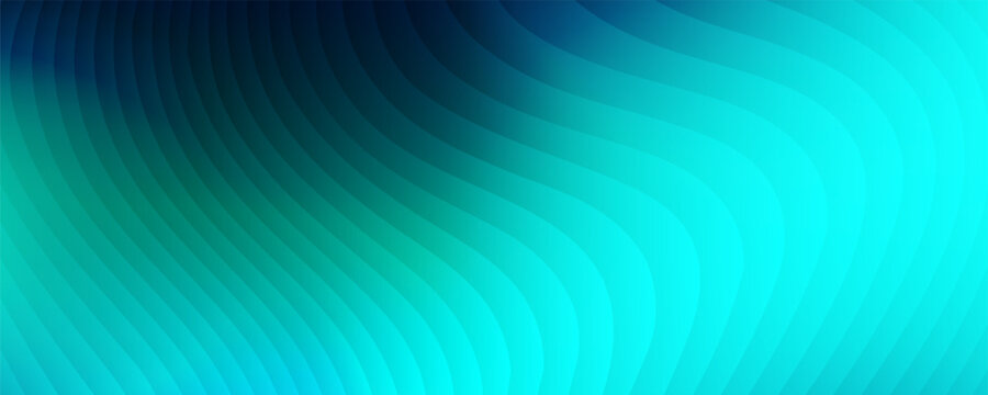 Abstract technological wavy lines background with vibrant gradient of turquoise, mint green, and blue colors. Vector illustration