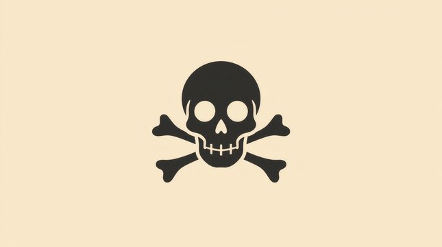 Classic skull and crossbones symbol representing danger and poison on a plain background