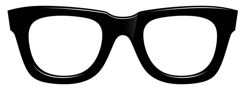 Black-rimmed glasses with a thick frame and clear lenses