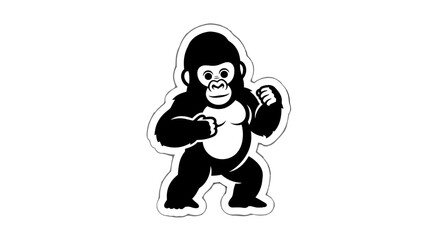 Cartoon gorilla in aggressive stance. © Nb