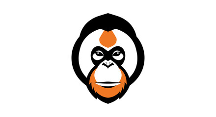 Cartoon Orangutan Face Closeup Illustration. © Nb