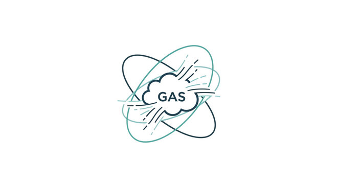 Graphic representation of gas atom symbol.