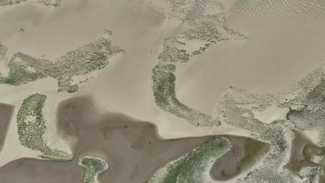 Aerial view of wetland and desert landform in Tibet, China