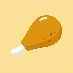 Fototapeta premium A cartoon illustration of a golden brown fried chicken drumstick with a white bone