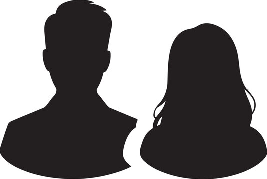 Silhouette of a man and a woman standing side by side facing forward
