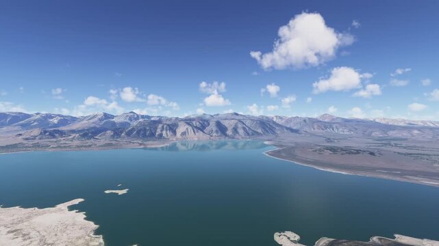 Drone aerial view of Mono Lake in California. United States