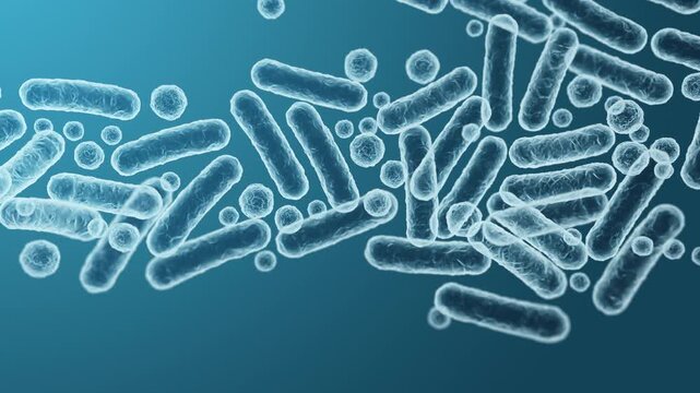 Enterobacteriaceae, gram-negative rod-shaped bacteria, part of intestinal microbiome and causative agents of different infections, 3D rendering. Escherichia coli, Klebsiella, Enterobacter and other	