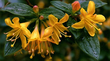 Obraz premium Vibrant Northern Bush Honeysuckle Yellow Flowers for Creative Projects