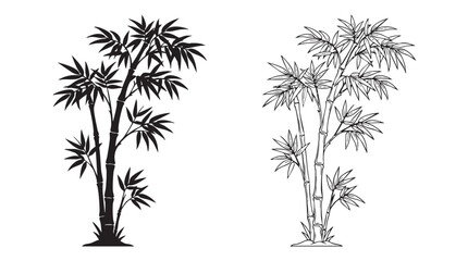 bamboo plants black vector bundle icon set © Shamsul